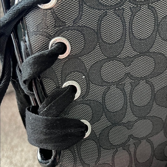 Coach Tristee Signature C Logo Lace Back Rain Boots Black Size 8 / 39 - Picture 3 of 7